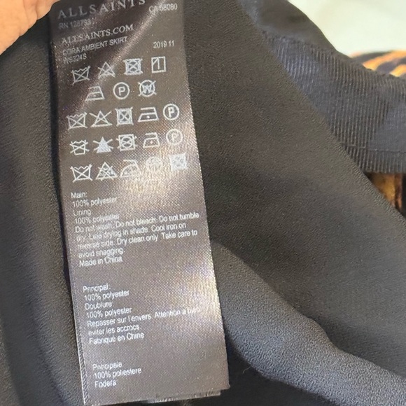 AllSaints Cora Ambient Pleated Cheetah Print Hi Low Maxi Skirt, US 10 - Picture 5 of 5